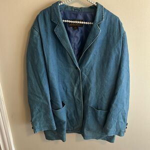 Vintage Eddie Bauer Denim Blazer Jacket Size XL Tall